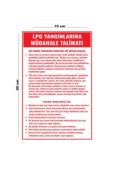 Lucena Metal Lpg Fire Response Instruction 15 cm X 20 cm Warning Sign Direction Sign