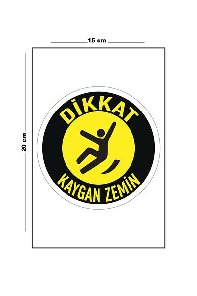 Lucena Metal Caution Slippery Floor - Round 15 cm X 20 cm Warning Sign Direction Sign