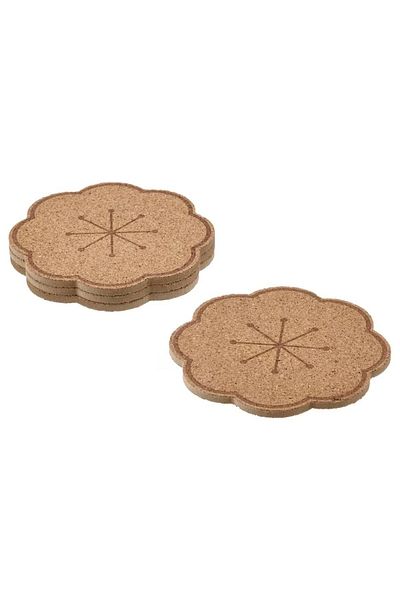 IKEA Wooden SVARTVIDE 4 PCS 10 CM CORK COASTER Hexagonal 1-6