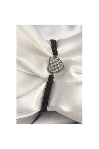 Skygo Brass Smoked Color Zircon Stone Heart Figure Elevator Macrame Model Women's Bracelet - Tj-Bb6794