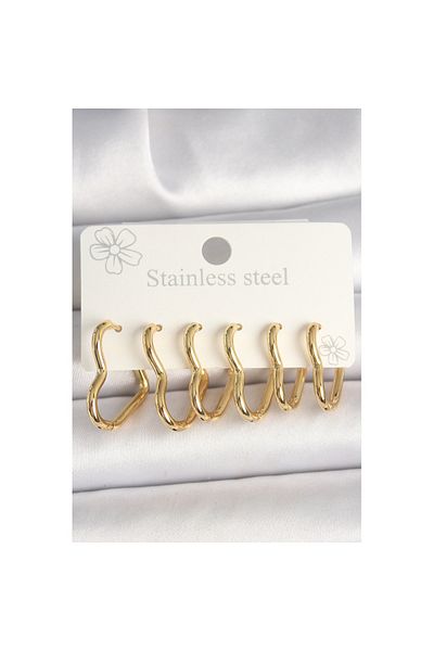 Skygo 316L Gold Color Heart Model Women's Heart Earring Set - Tj-Bkp10356