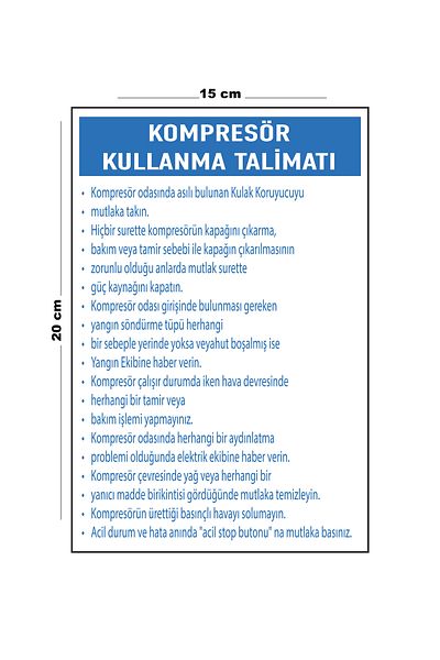 Lucena Metal Compressor Instruction 15 cm X 20 cm Warning Sign Direction Sign