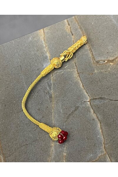 KAZZAZE Gümüş Kazaziye Renkli Tomurcuk Modelli Tekli Tesbih Püskülü- Altın Ka...