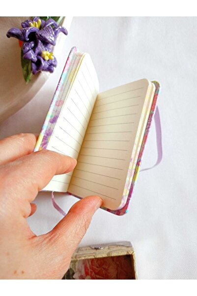 ENEFENDİ NOT ANI HEDİYE KIZ ÇOCUK GENÇ ÇİZGİLİ DEFTER 80 YAPRAK A7 CEP BOY DESENLİ LASTİK KAPAMA MOR