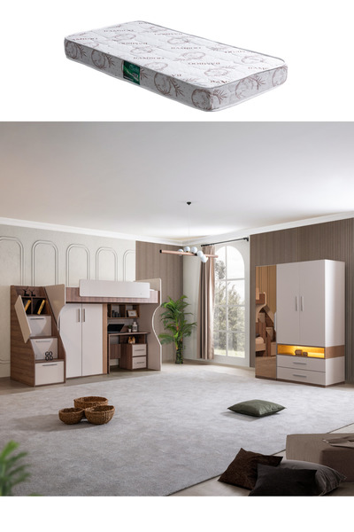 Setay Ranza, Milano Ranza 2 Kapaklı Dolap Çalışma Masası 3 Kapaklı Dolap 1 Adet Comfort Yatak