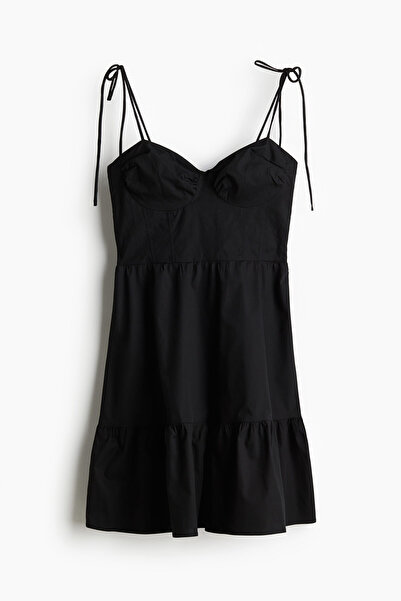 H&M Üstte Bağlanan Poplin Elbise