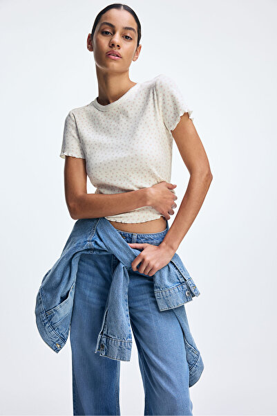 H&M Overlok Detaylı Tişört