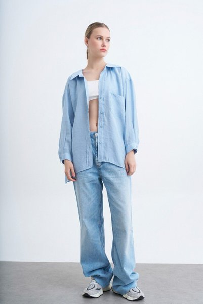 GOOGA OVERIZED SHIRT WITH LOW SHOULDER