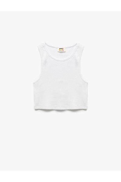 Koton New Season Cotton Camisole Basic Crop Undershirt with Window Detail on the Back