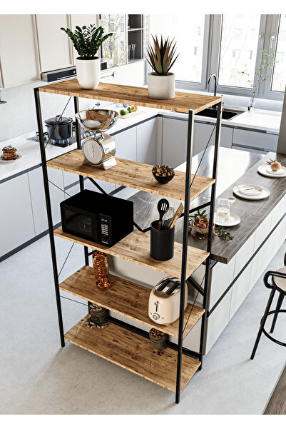 alpaevmobilya 180 cm 5 Katlı Geniş Metal Kitaplık - Ev, Ofis ve Mutfak Çok Am...