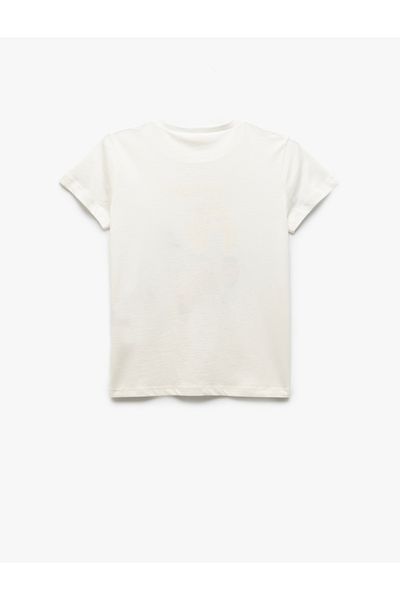 Koton New Season Cotton Crew Neck Print Detailed Short Sleeve T-Shirt