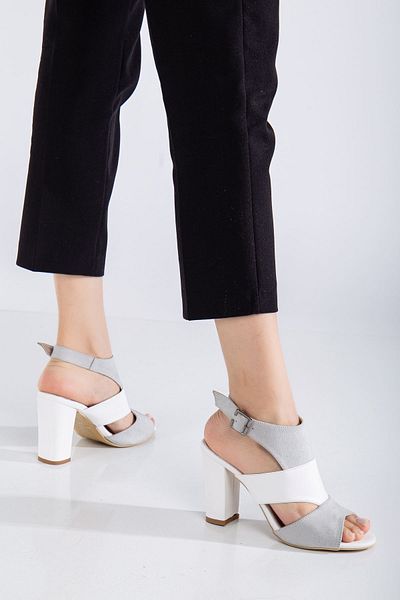Hayalimdeki Ayakkabı Cassie Heeled White Skin-Suede Shoes