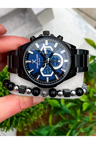 Daniel Klein Tüm Fonksiyonları Aktif Siyah Lüks Erkek Çelik Kol Saati Bilekli...