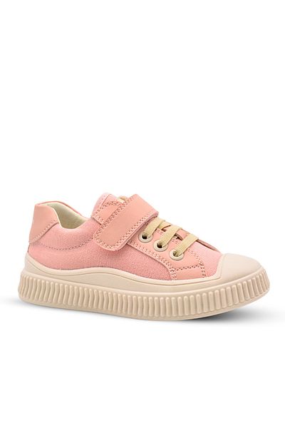 kids A more Brooklyn Leather Detailed Girl's Pink Color Anatomical Linen Shoes