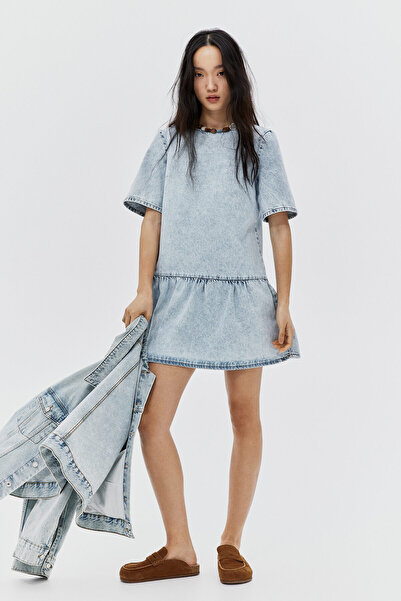 H&M Bağcık Detaylı Kot Elbise