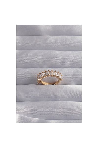 Skygo Gold Color Baguette Stone Waterway Ring with Brass Adjustment - Tj-Byk3285