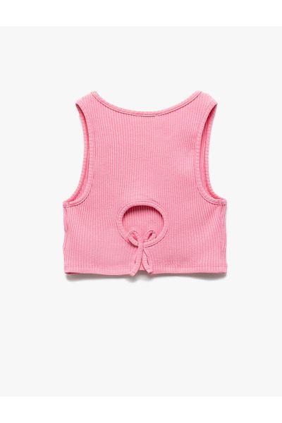 Koton New Season Cotton Camisole Basic Crop Undershirt with Window Detail on the Back