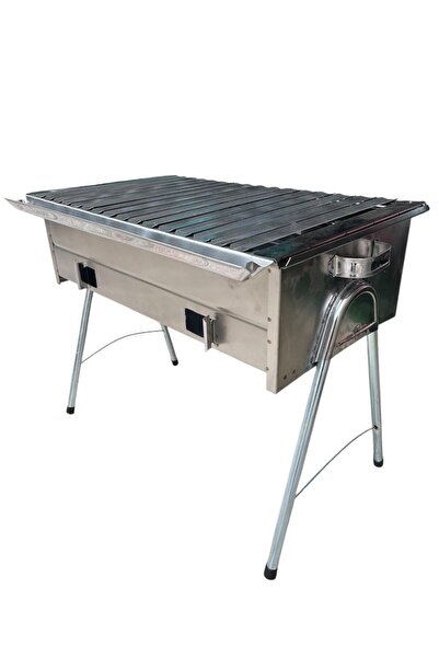 TOPSÖKEN Paslanmaz Kömürlü Mangal 35 x 60 Cm Portatih Ayaklı Kalın Malzeme