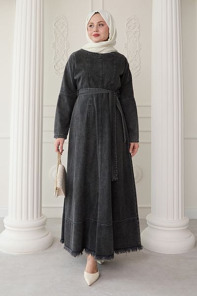 InStyle Μαύρο τζιν φόρεμα με λεπτομέρεια από ραφές
