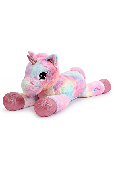 TuilzCo Çok Renkli Yatan Peluş Unicorn At Pony Oyuncak 60 Cm