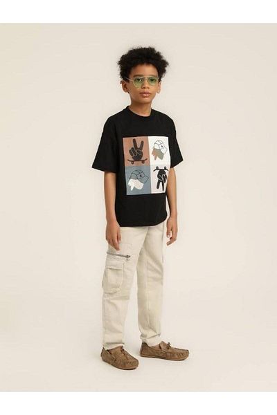 Zekids Tricou din bumbac cu model pălărie pentru băiat