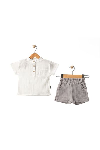 MBK GARDEN Baby Boy Muslin Shirt and Shorts Set – Summer, Stylish and Comfortable