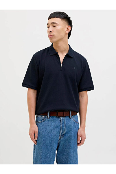 Jack & Jones Jjeaustın Zıp Polo Ss Sn Lacivert Erkek T-Shirt 12279177