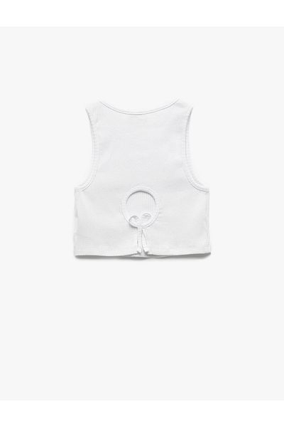 Koton New Season Cotton Camisole Basic Crop Undershirt with Window Detail on the Back