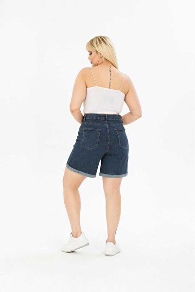 ASSO KADIN BÜYÜK BEDEN DUBLE PAÇA YÜKSEK BEL ESNEK ŞORT