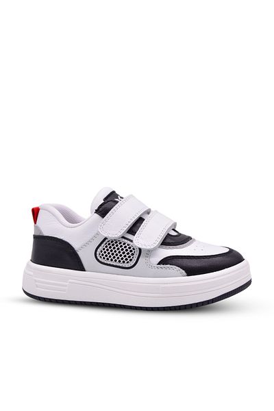 kids A more Massa Boy's Double Velcro Genuine Leather White Casual Shoes