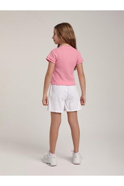 Zekids Fusta scurtă din denim cu design brodat cu flori pentru fete