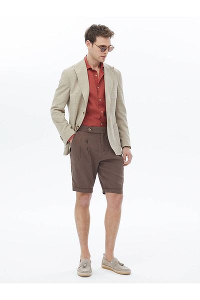 Kip Checked Modern Fit Wool Blend Jacket