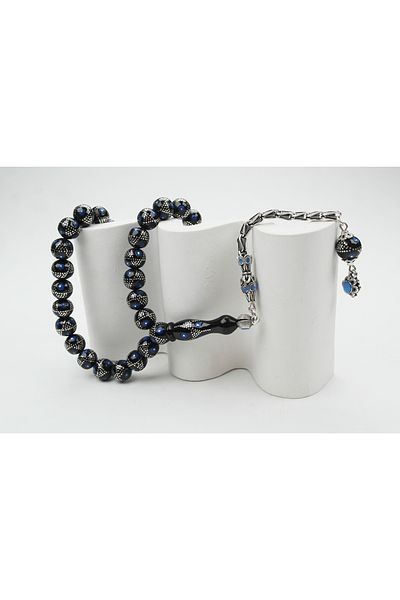 Skygo Oltu Stone Sphere Blue Star Embroidered Rosary