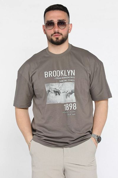 MİSHAR İTALİA Ανδρικό μπλουζάκι με στάμπα Mink Oversize