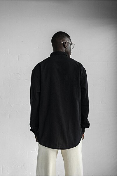 ablukaonline Ανδρικό πουκάμισο Relax Fit Relaxed Cut Slim Μαύρο