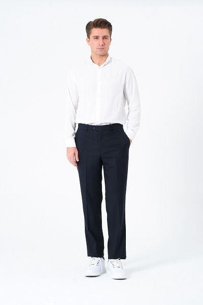 VALUE Navy Blue Classic Cut Fabric Men's Trousers