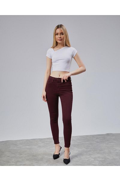 soBasic Blugi skinny E.x.t.r.a Burgundy Blugi care nu se estompează