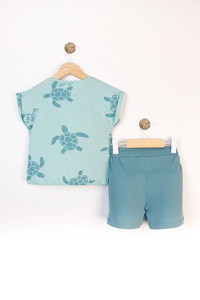 Miniworld Cute Turtle Patterned Summer Cotton Shorts Baby Boy Suit