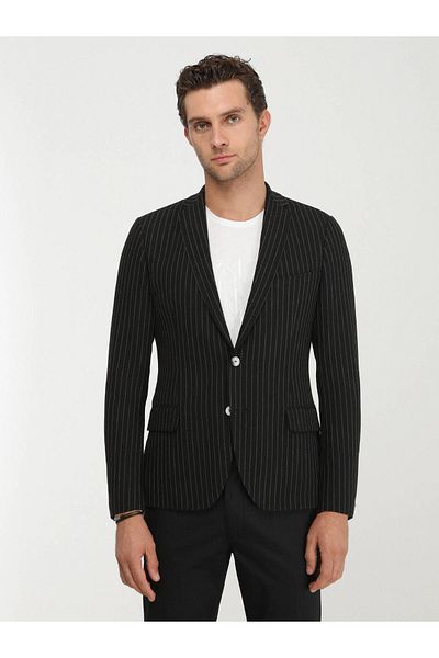 Kip Striped Slim Fit Jacket