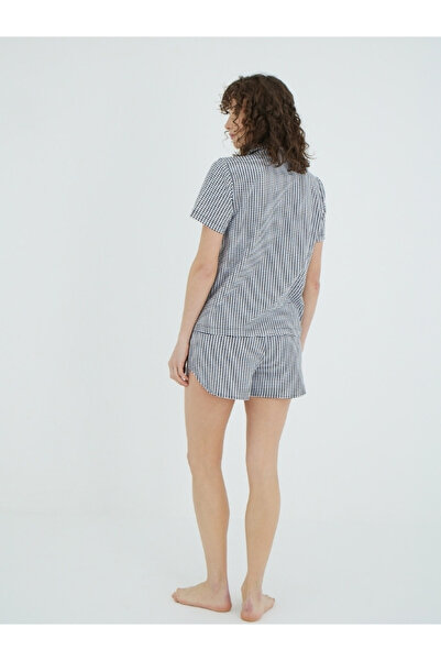 İPEKTENİM Pötikareli Cep Mini Fiyonklu Gömlek Şort Takım