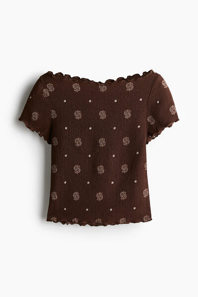 H&M Overlok Detaylı Krinkle Üst