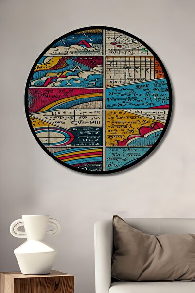 Teona Ahşap Matematiksel Kaos Soyut Ahşap Dekoratif Yuvarlak Salon/Ofis/Ev/Mu...