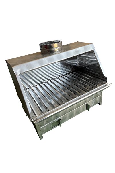 TOPSÖKEN Paslanmaz Kömürlü Mangal 35 x 50 Cm Bacalı Barbekü