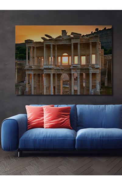 Teona Ahşap Efes Antik Kenti Yağlı Boya Görünümlü Ahşap Dekoratif Dikdörtgen ...