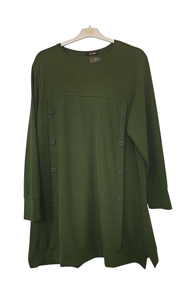 GGMM Large Size Twill Button Detail Tunic Length 90 cm