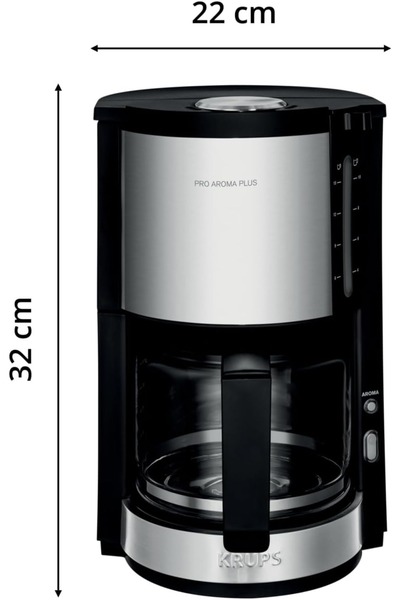 Krups KM321 ProAroma Plus Filtre Kahve Makinesi, 10 Fincan, 1100W, Paslanmaz Çelik Detaylı