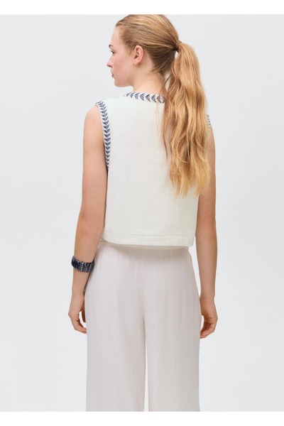 Mango Teen Vesta crop cu broderie de flori