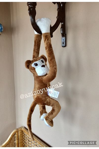 AZİZ OYUNCAK 70 cm Light Brown Colored Plush Monkey Puppet with Velcro Hands, a Special Wonderful Gift for Your Loved Ones
