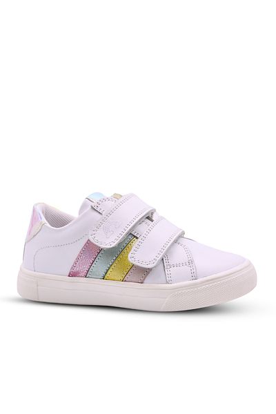 kids A more White Leather Girl's Velcro Festival Shoes