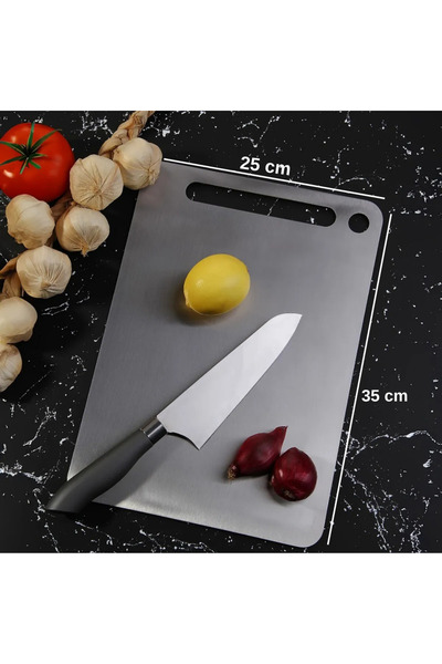 omilife Surface Stainless Steel Vegetable Fruit Meat Cutting Board with High Quality Durable Anti Slip Aesthetic Design